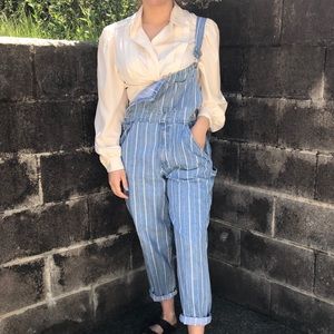GAP Vintage White Striped Jean Overalls